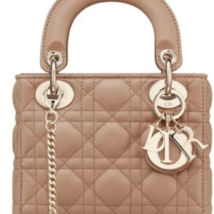 Túi Xách Tay Dior Mini Lady Dior Bag Blush Cannage Lambskin Màu Hồng Pastel